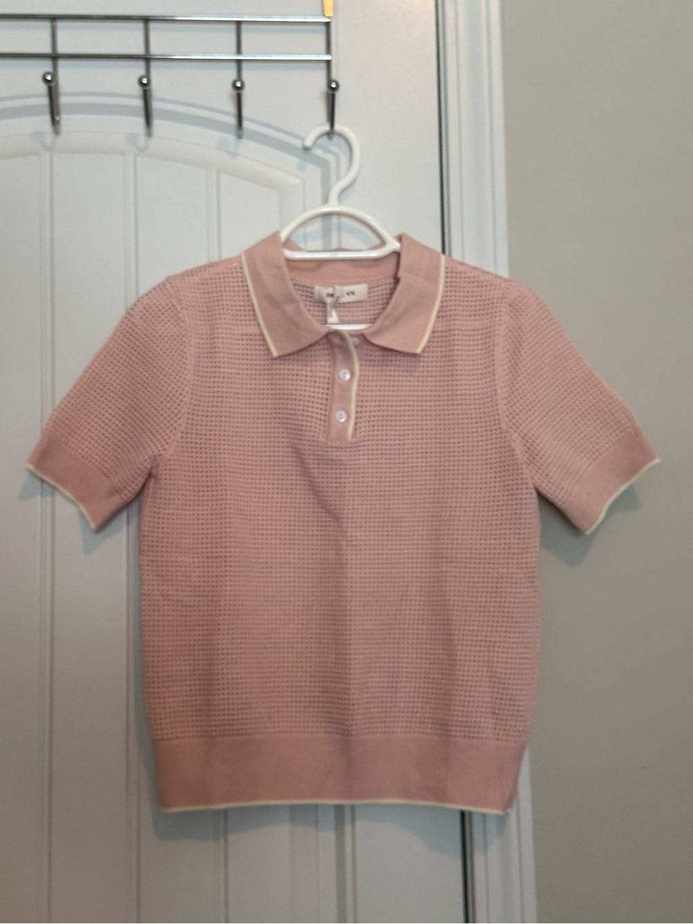 Pink Knit Polo Tee